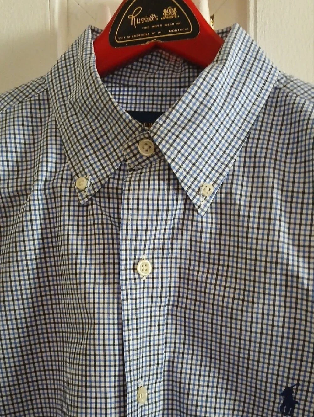Polo by Ralph Lauren Navy and White Micro-Check Button-Down Shirt